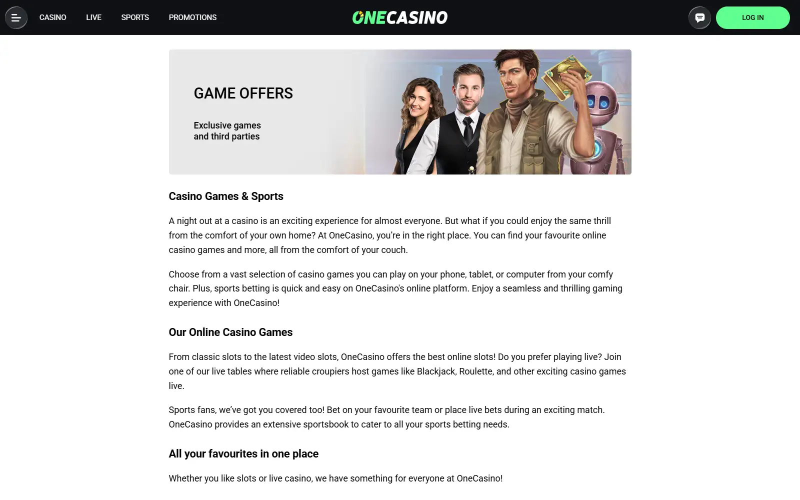 Game information webpage with Mobile gaming and Third parties headings